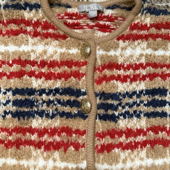 J Crew sweater lady jacket plaid boucle yarn Size Small Preppy Cropped Luxury - Picture 5 of 10